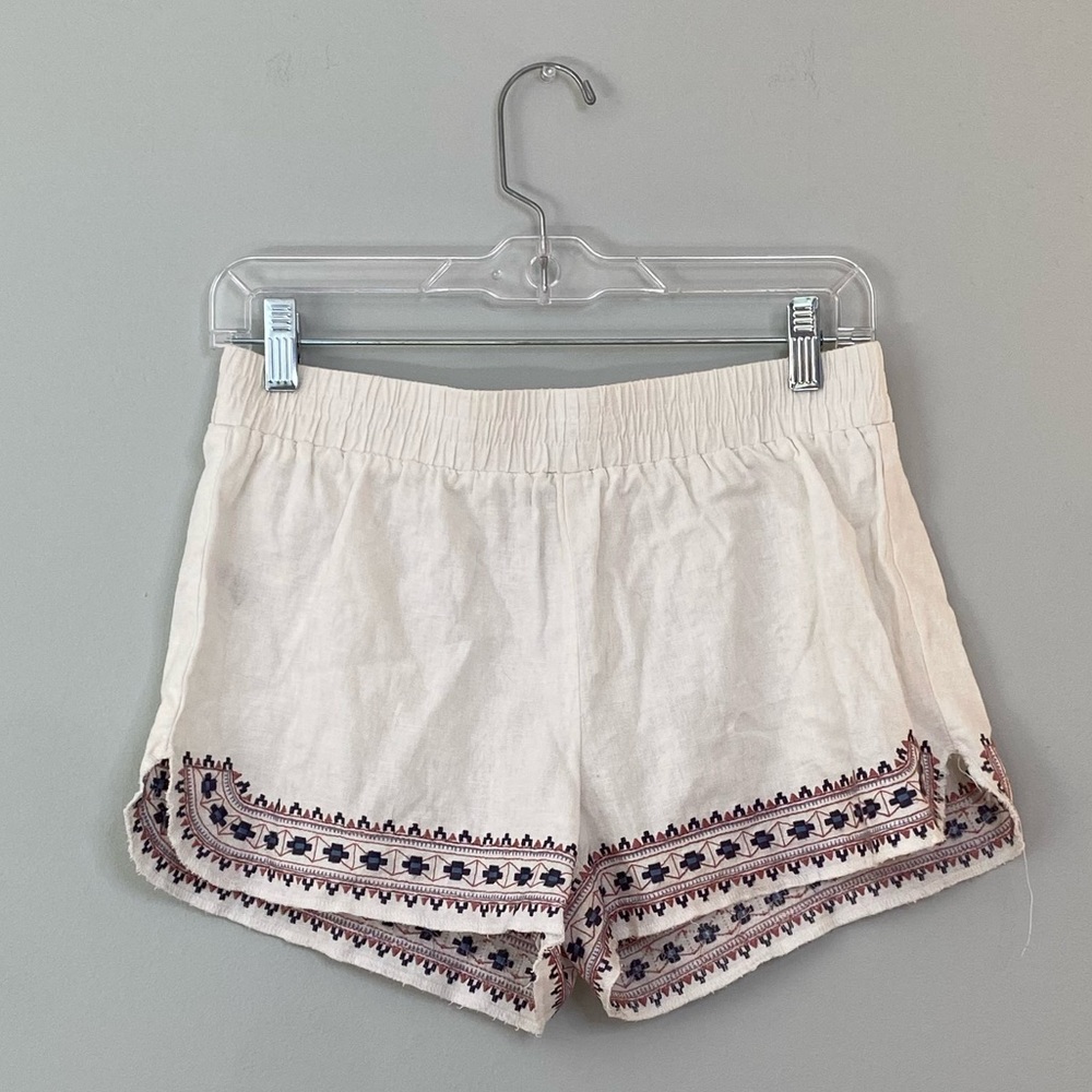 Aeropostale White Linen Boho Embroidered Shorts Size M
